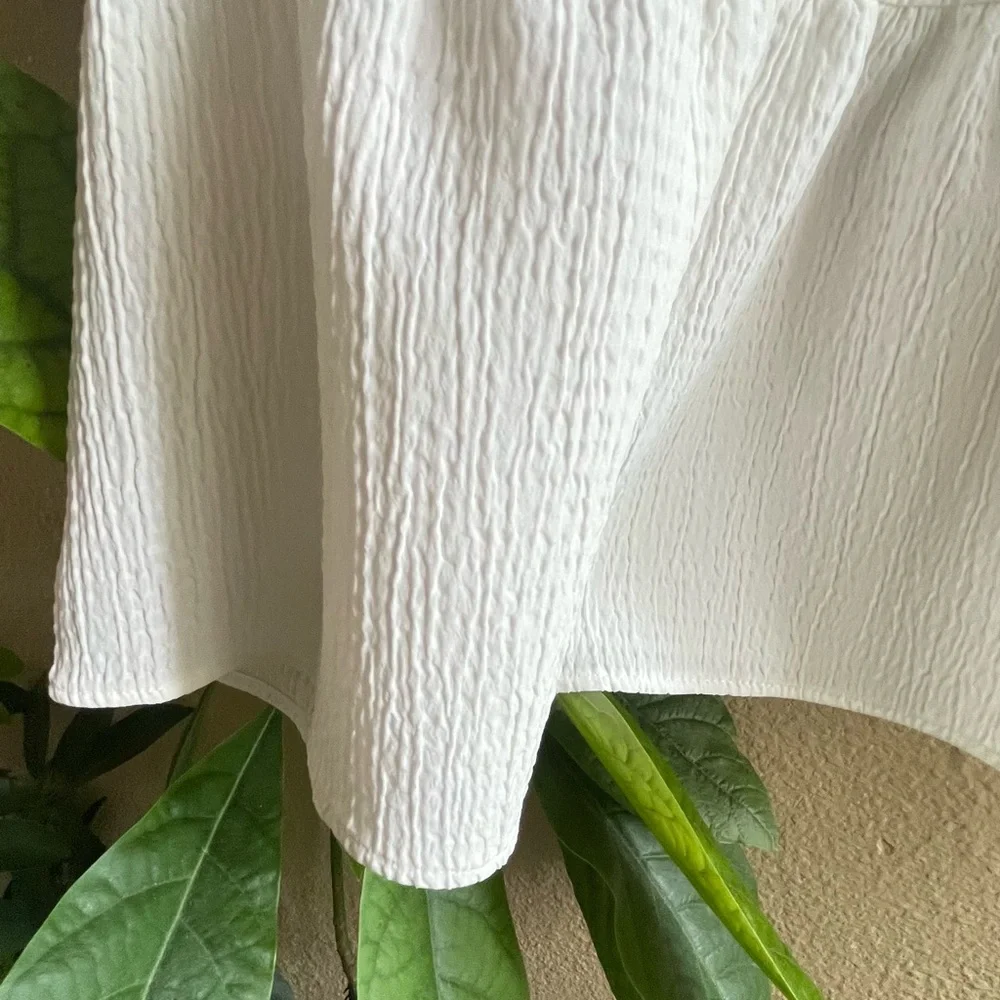 Nine West Cream Textured V-Neck Blouse - Picture 6 of 7